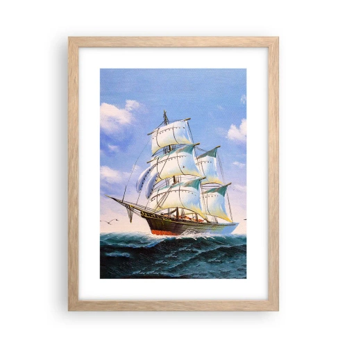 Plakat i ramme af lyst egetræ - Stolt med vinden - 30x40 cm