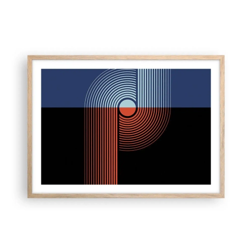 Plakat i ramme af lyst egetræ - I en geometrisk omfavnelse - 70x50 cm