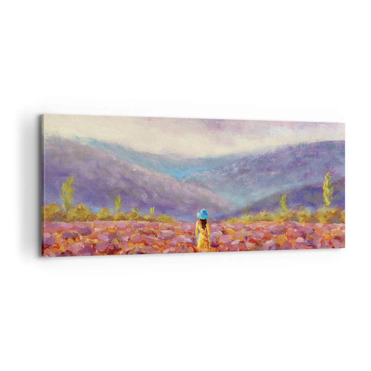 Lærredstryk - Billede på lærred - I en verden af lavendel - 100x40 cm