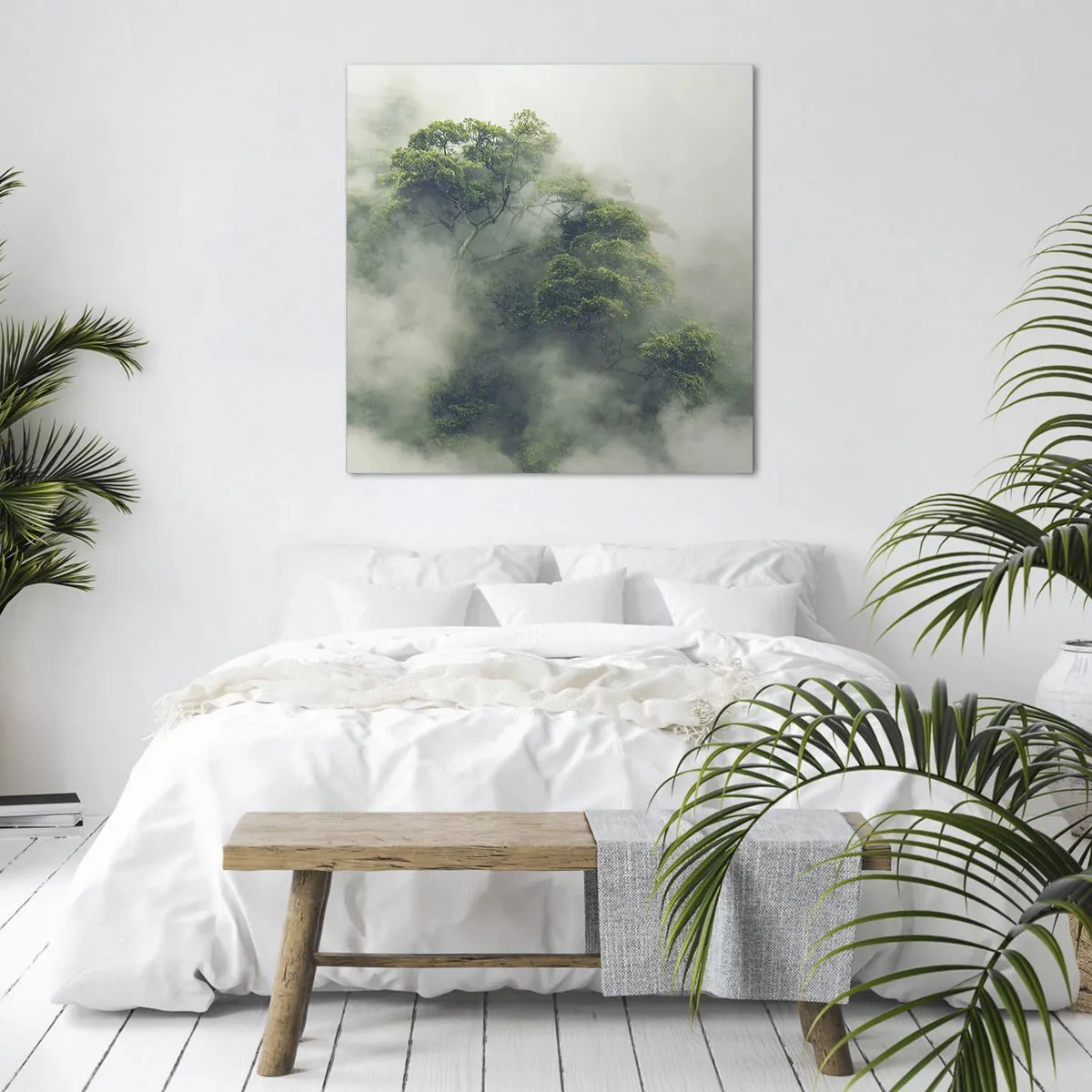 Lærredstryk - Billede på lærred - Pakket ind i tåge - 70x70 cm