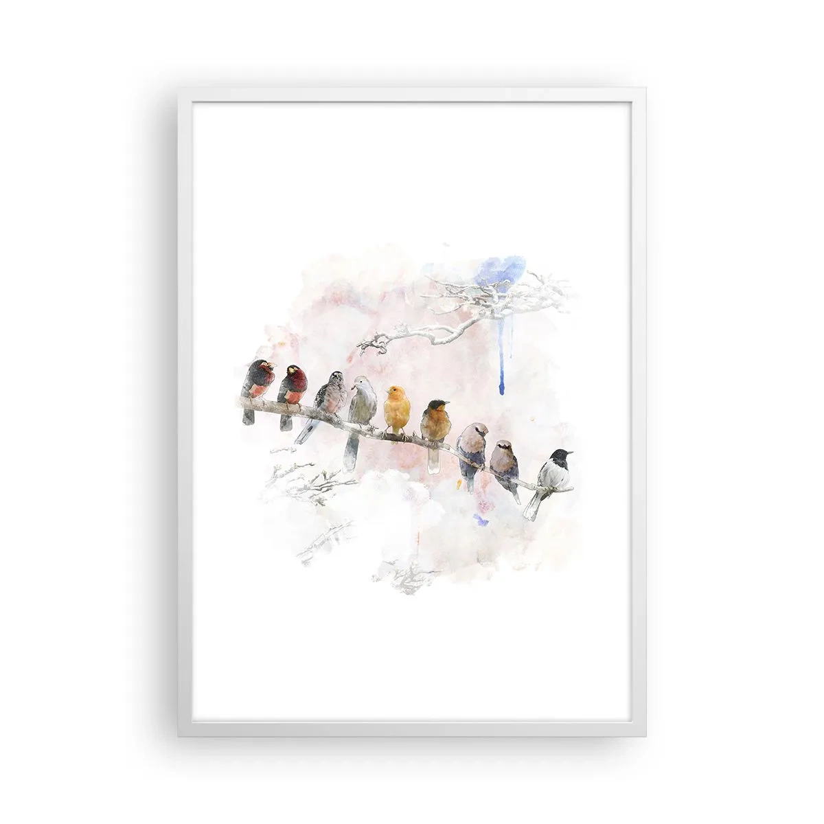 Plakat i hvid ramme - Møde med vinger - 50x70 cm