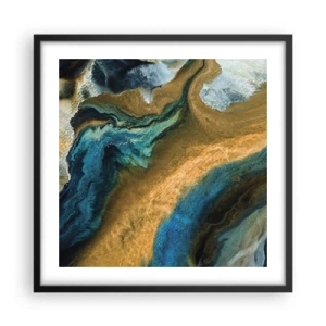 Plakat i sort ramme - Blå - gul - gensidig indflydelse - 50x50 cm