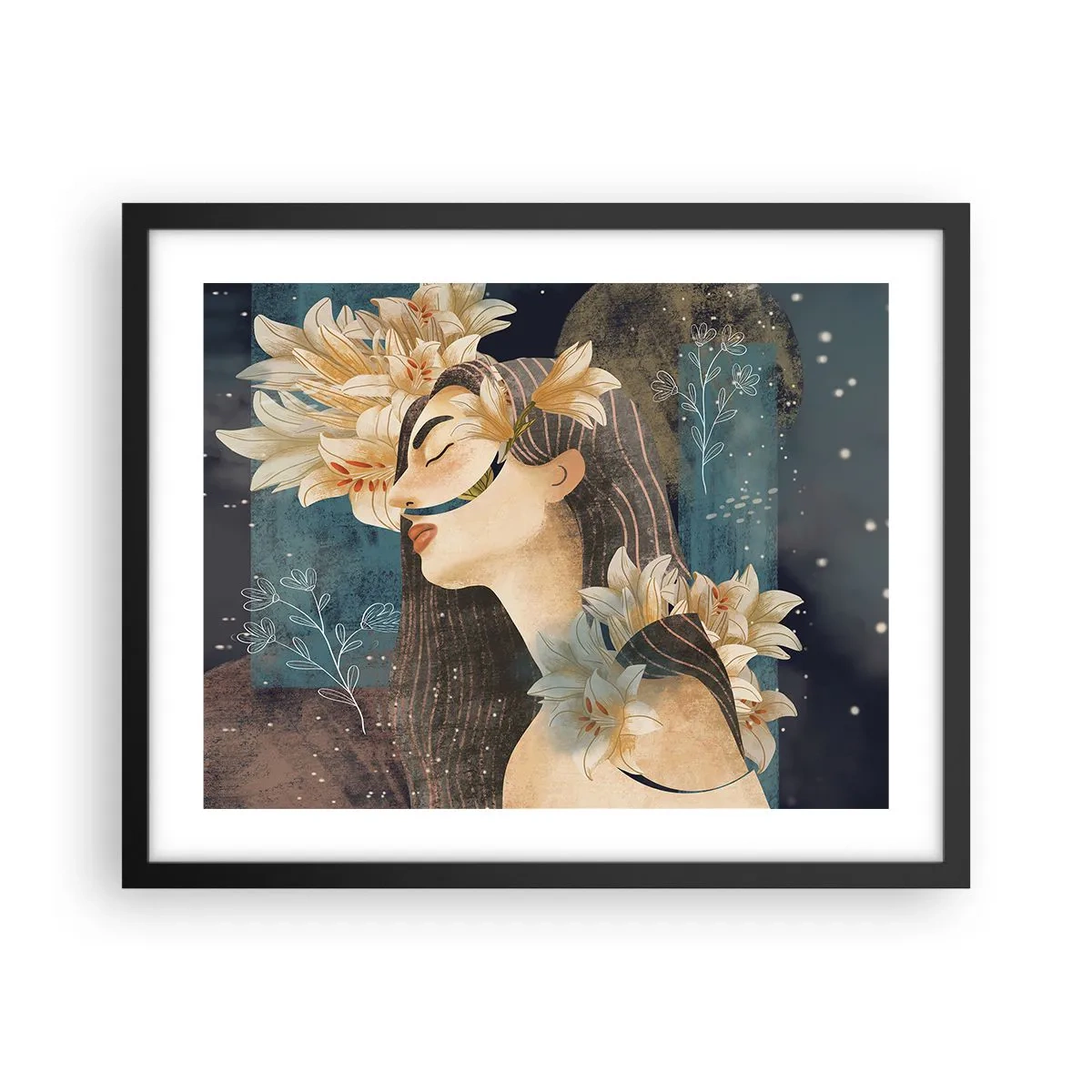 Plakat i sort ramme - Eventyret om prinsessen med liljerne - 50x40 cm