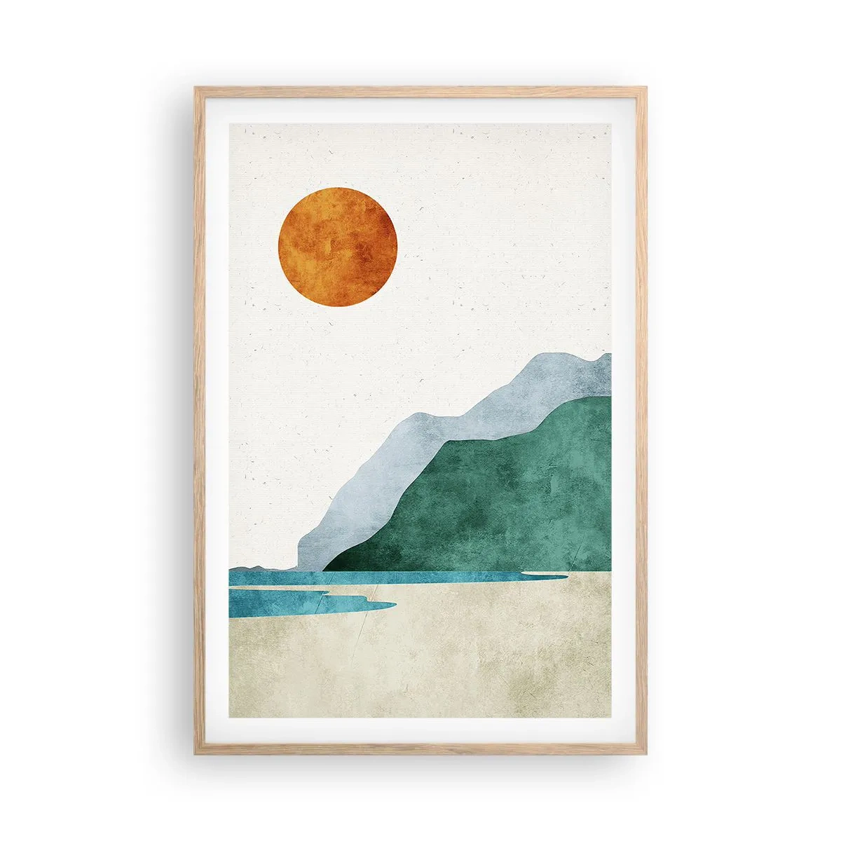 Plakat i ramme af lyst egetræ - Landskab, som det burde være - 61x91 cm