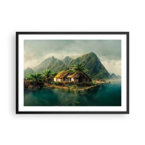 Plakat i sort ramme - Tropisk paradis - 70x50 cm