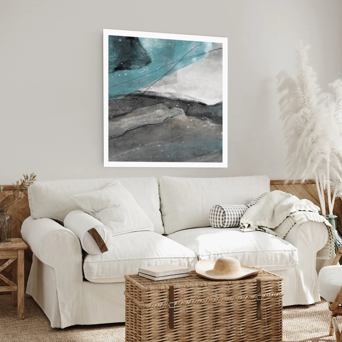 Plakat - Abstraktion: klipper og is - 40x40 cm