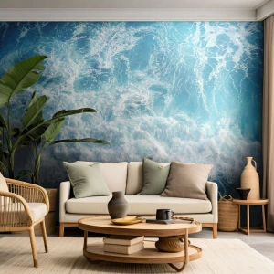 Fototapet Premium Canvas - Glædeligt og i spring - Hav, Havbølge, Natur - 200x140 cm