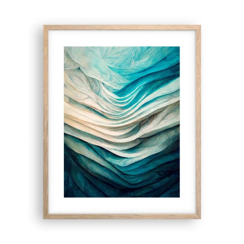 Plakat i ramme af lyst egetræ - Blå umættelighed - 40x50 cm