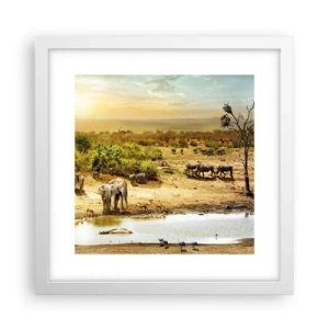 Plakat i hvid ramme - "Og ud af Eden flød en flod...". - 30x30 cm