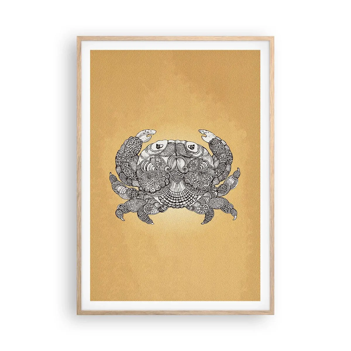 Plakat i ramme af lyst egetræ - Fortællinger om hr. krabbe - 70x100 cm