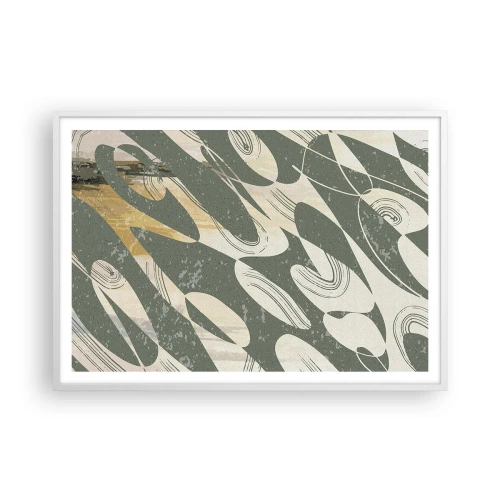 Plakat i hvid ramme - Rytmisk abstraktion - 100x70 cm