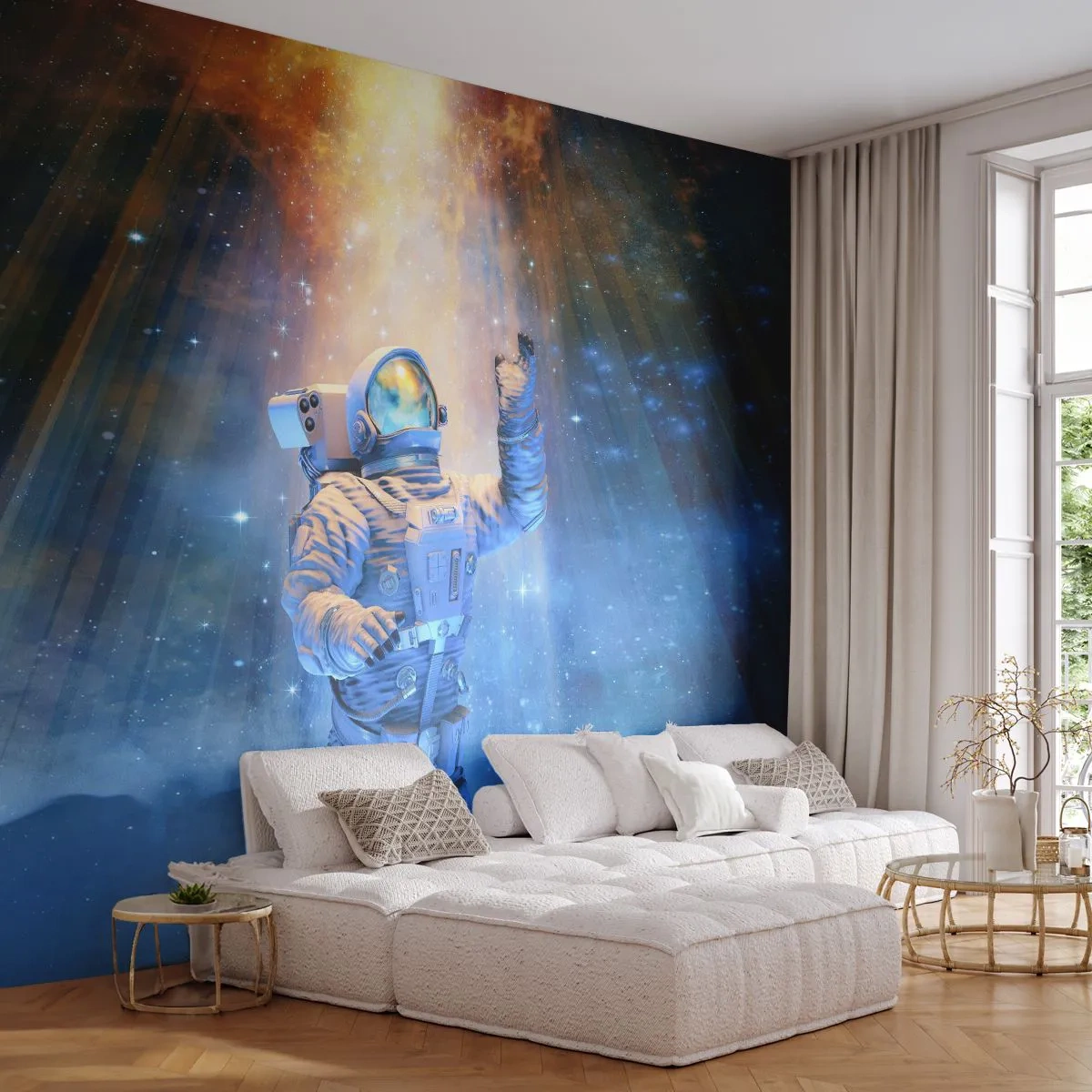 Fototapet Premium Canvas - Endelig på destinationen - Abstraktion, Astronaut, Kosmos - 250x175 cm