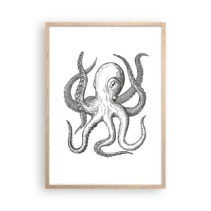 Plakat i ramme af lyst egetræ - Dans med bølger - 50x70 cm