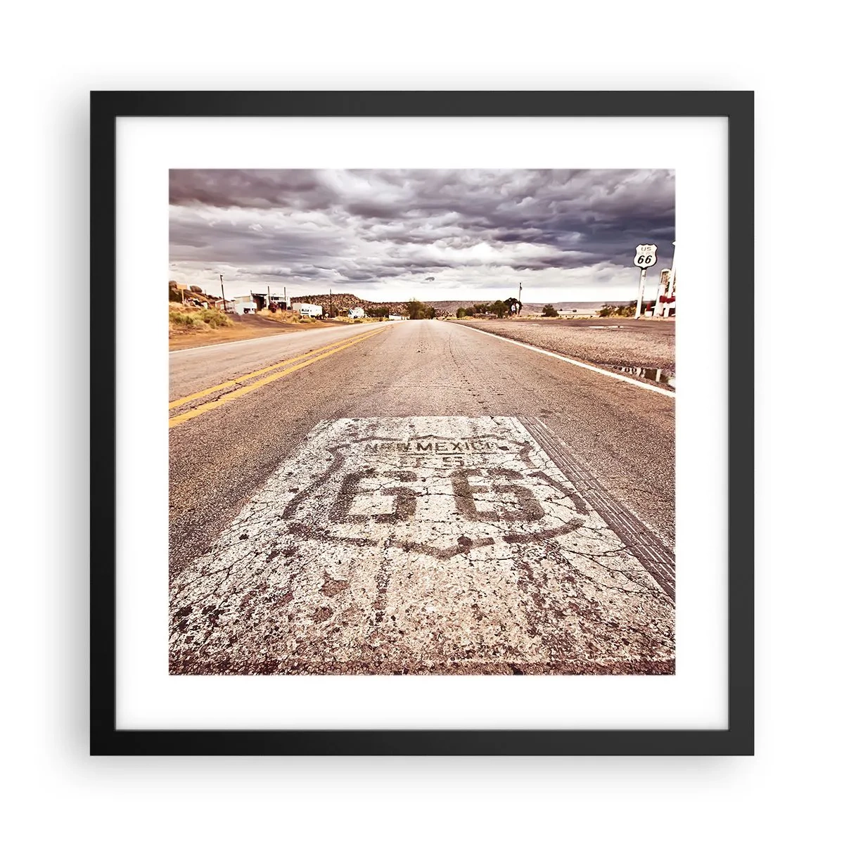Plakat i sort ramme - Mother Road - amerikansk legende - 40x40 cm