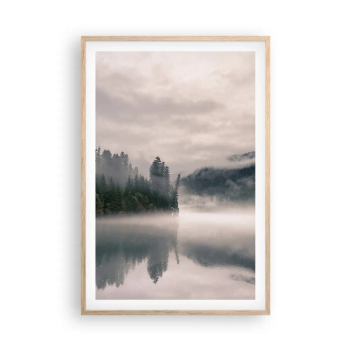 Plakat i ramme af lyst egetræ - I drømmen, i tågen - 61x91 cm