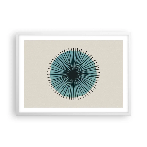 Plakat i hvid ramme - Strålende på blå - 70x50 cm