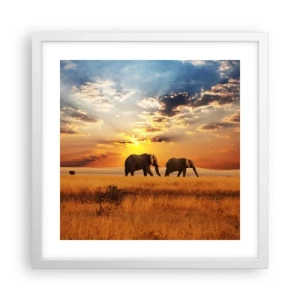 Plakat i hvid ramme - Familievandring - 40x40 cm