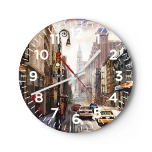 Vægur, Uret - New York - også farverig i regnvejr - 40x40 cm