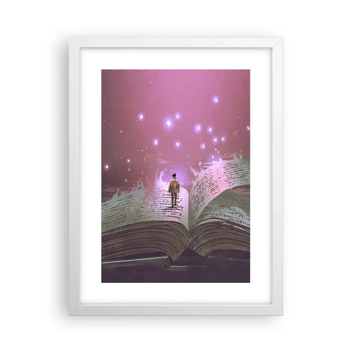 Plakat i hvid ramme - En invitation til en anden verden - læs den! - 30x40 cm