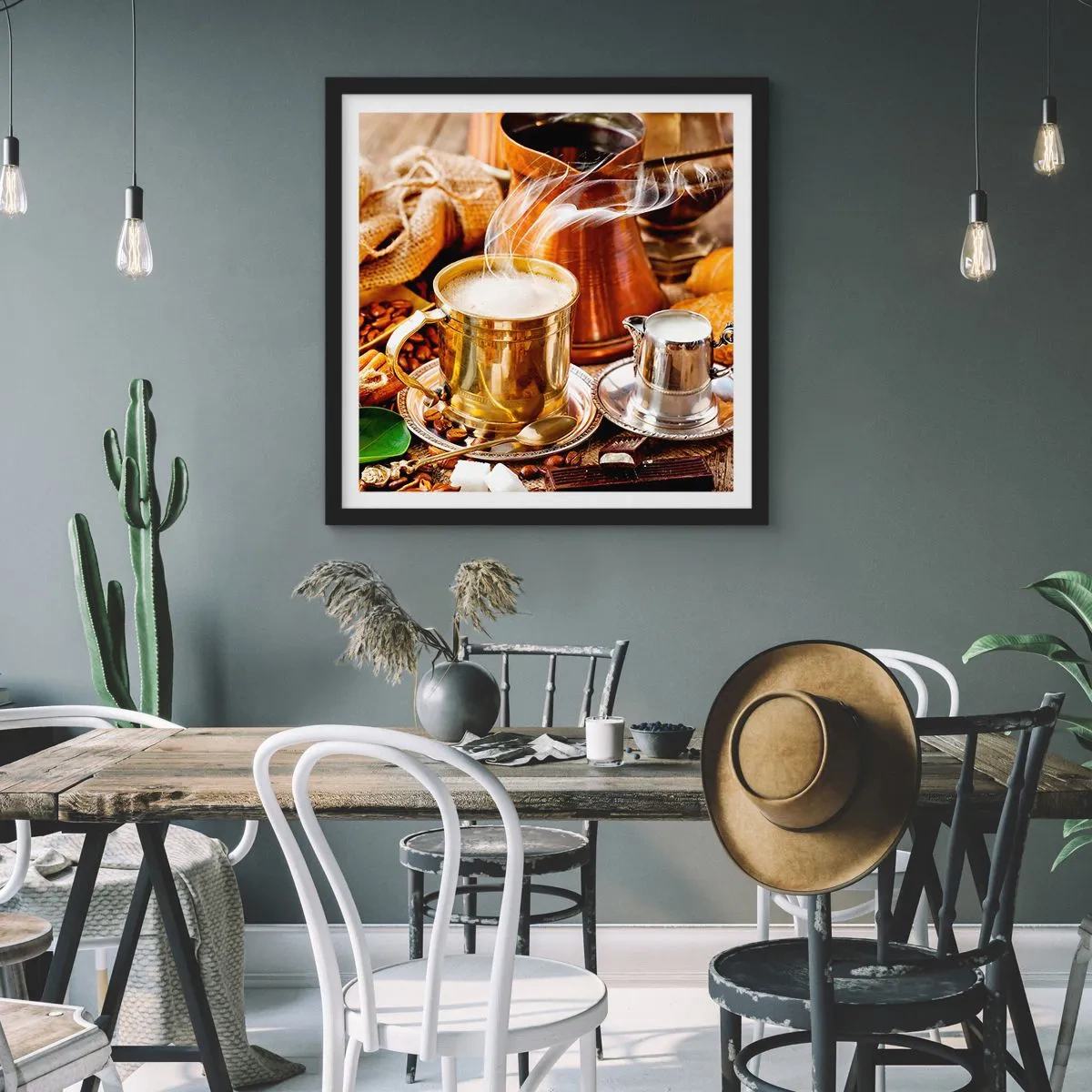 Plakat i sort ramme - Hav en dejlig dag! - 50x50 cm