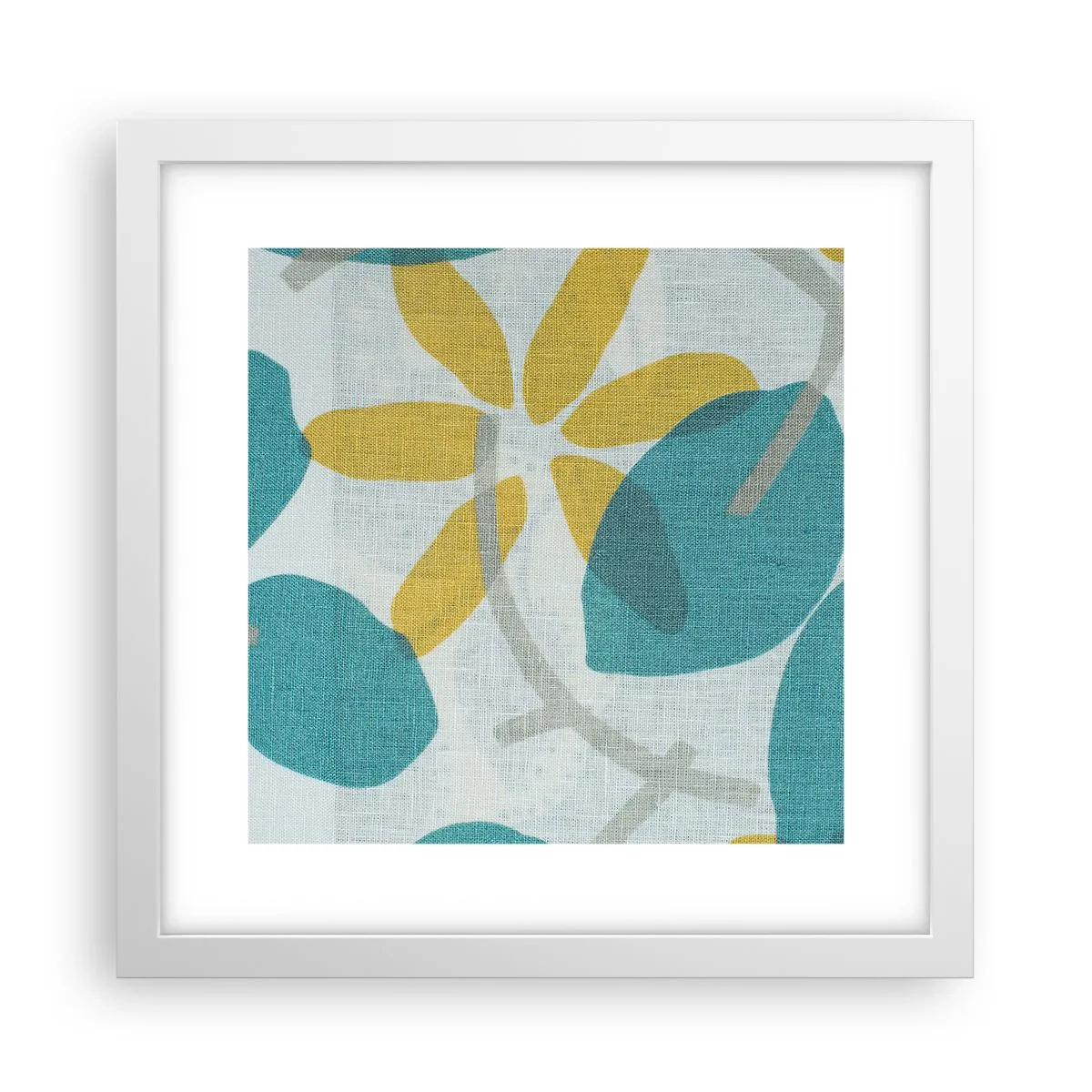 Plakat i hvid ramme - Blandt azurblå blade - 30x30 cm