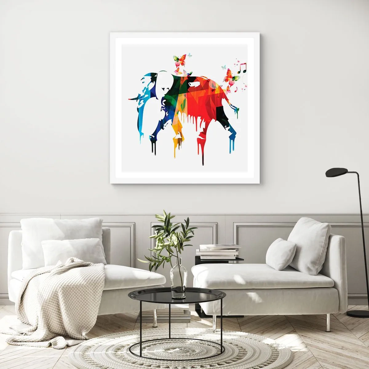 Plakat i hvid ramme - Alle kan danse - 40x40 cm