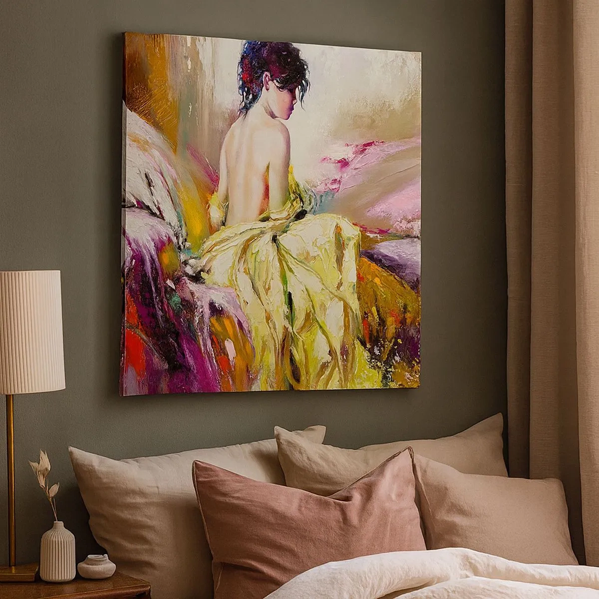 Lærredstryk - Billede på lærred - Mellem munden og kanten af bægeret - 30x30 cm