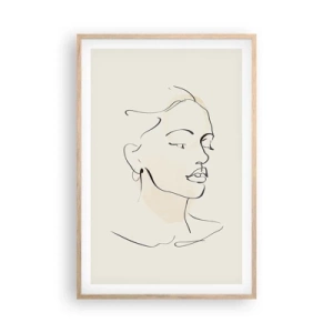 Plakat i ramme af lyst egetræ - En bestemt linje - 61x91 cm