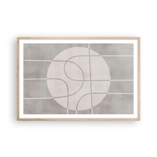 Plakat i ramme af lyst egetræ - Cirkulær og lige frem - 91x61 cm