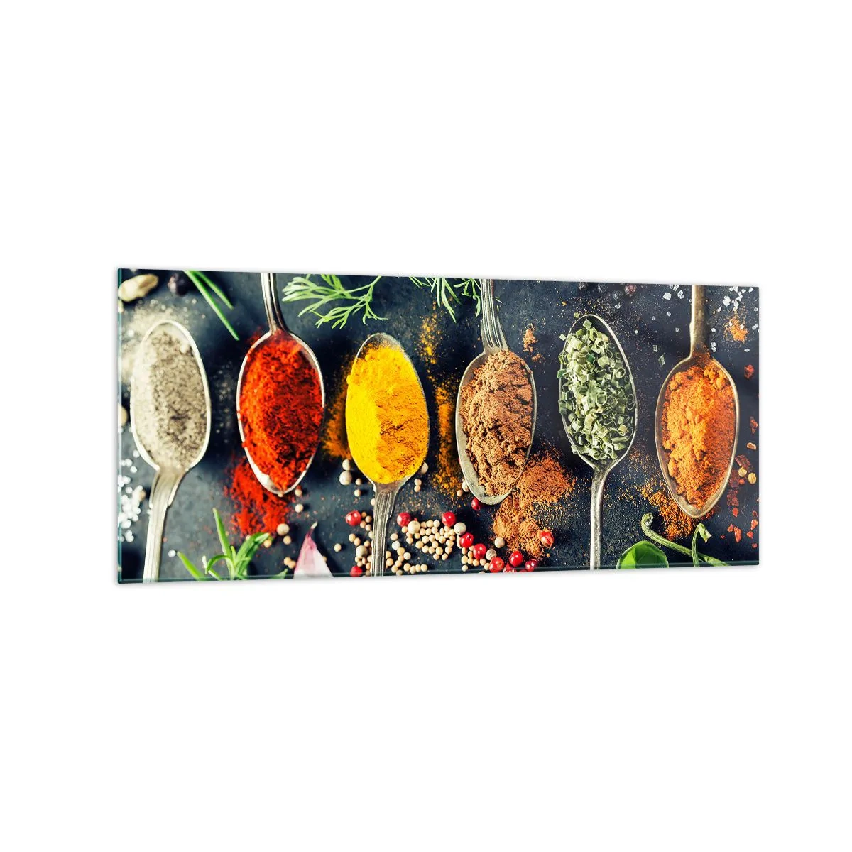 Billede på glas - Kulinarisk magi - 120x50 cm