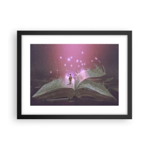 Plakat i sort ramme - En invitation til en anden verden - læs den! - 40x30 cm