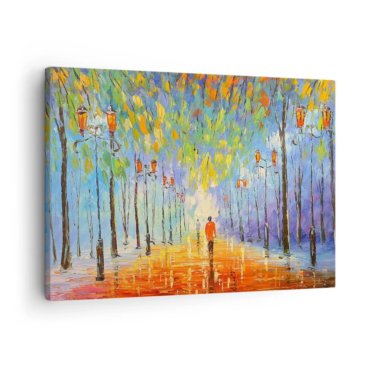 Lærredstryk - Billede på lærred - En malerisk gåtur blandt lanternerne på en regnfuld aften - 70x50cm - Nattens sang om regnen - Moderne vægdekoration til stue og soveværelse ARTTOR