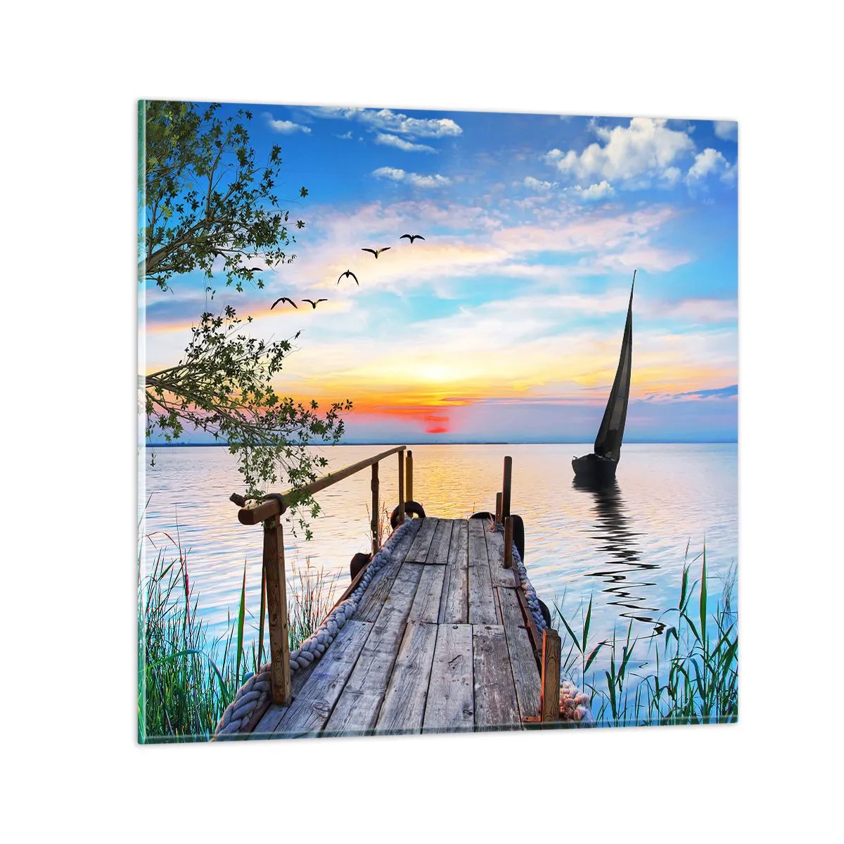 Billede på glas - Godaften - 70x70 cm