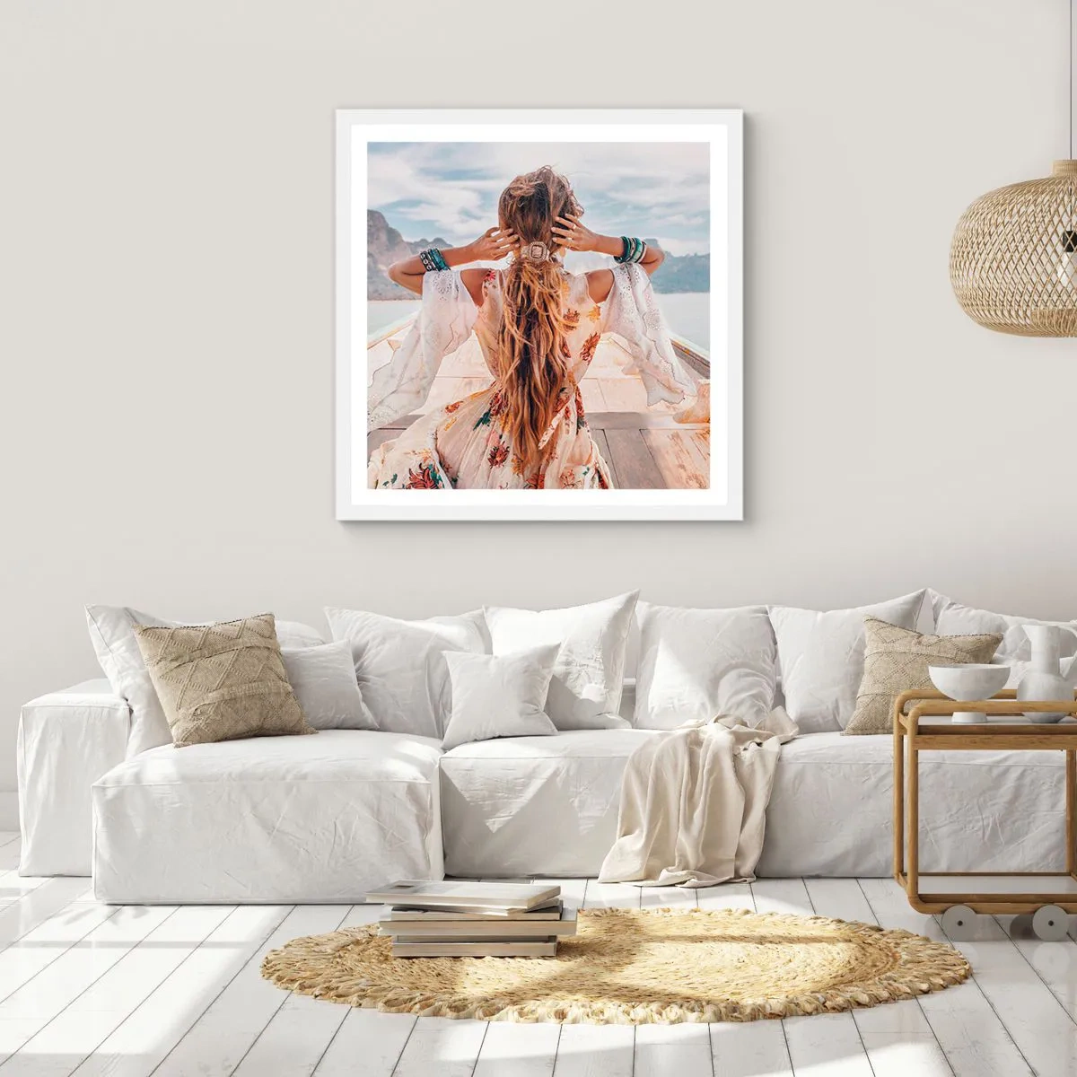 Plakat i hvid ramme - På vej mod lykken - 40x40 cm