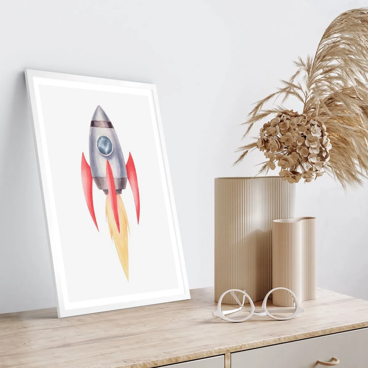 Plakat i hvid ramme - Højere, hurtigere, længere - 50x70 cm