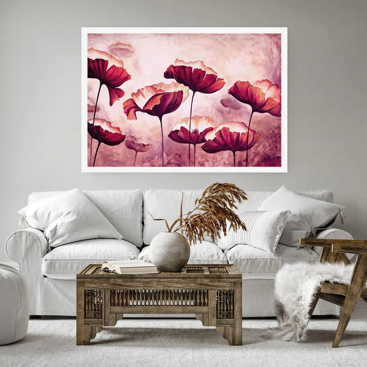 Plakat - Rød og hvid flage - 100x70 cm