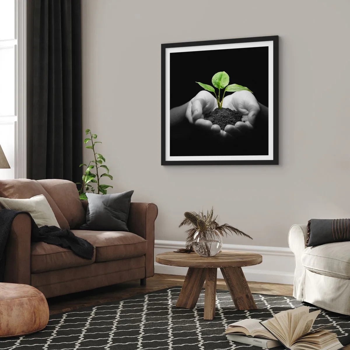 Plakat i sort ramme - Jeg elsker naturen, jeg beskytter den - 30x30 cm