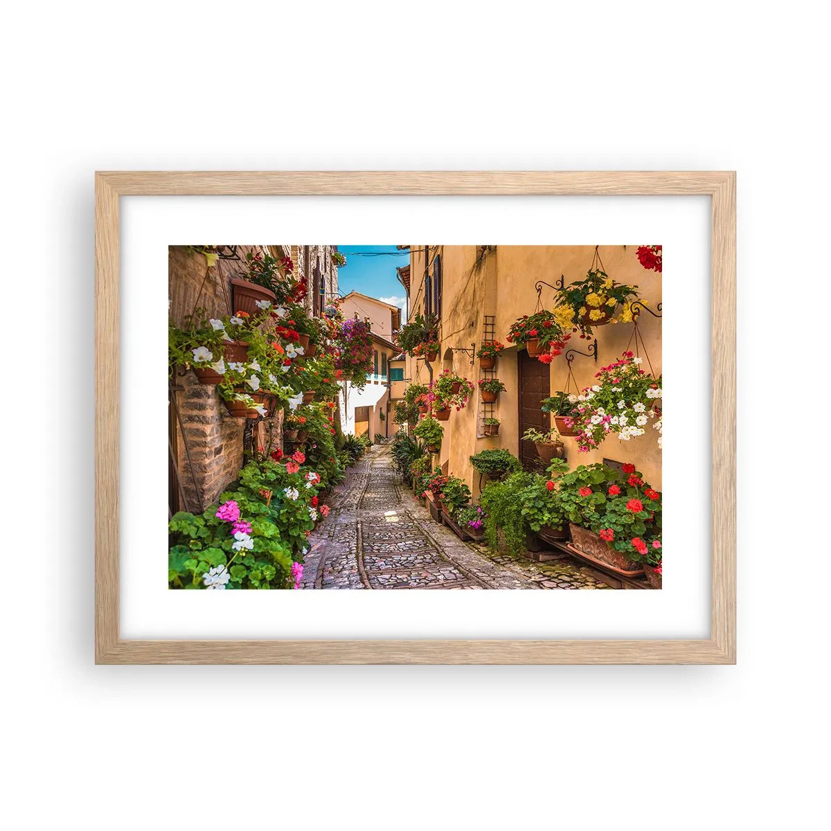 Plakat i ramme af lyst egetræ - Italiensk gyde - 40x30 cm