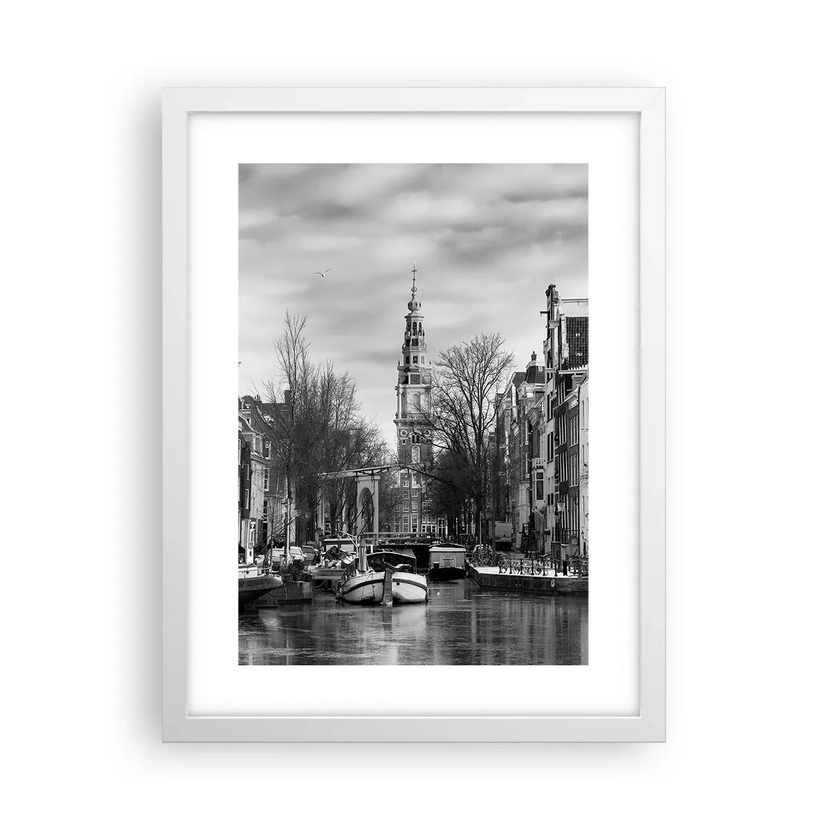 Plakat i hvid ramme - Amsterdam stemning - 30x40 cm