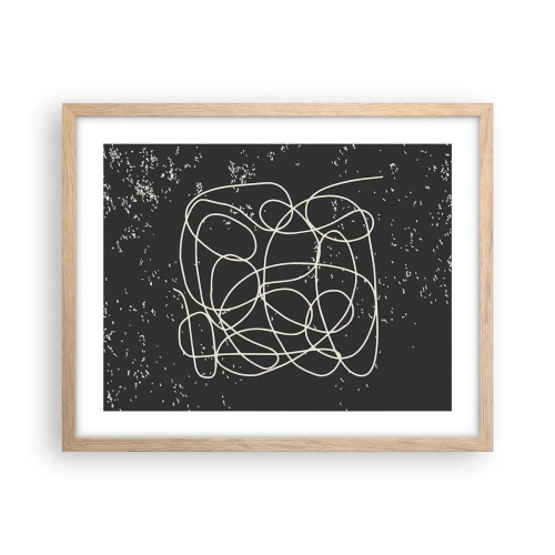 Plakat i ramme af lyst egetræ - Vandrende tanker - 50x40 cm