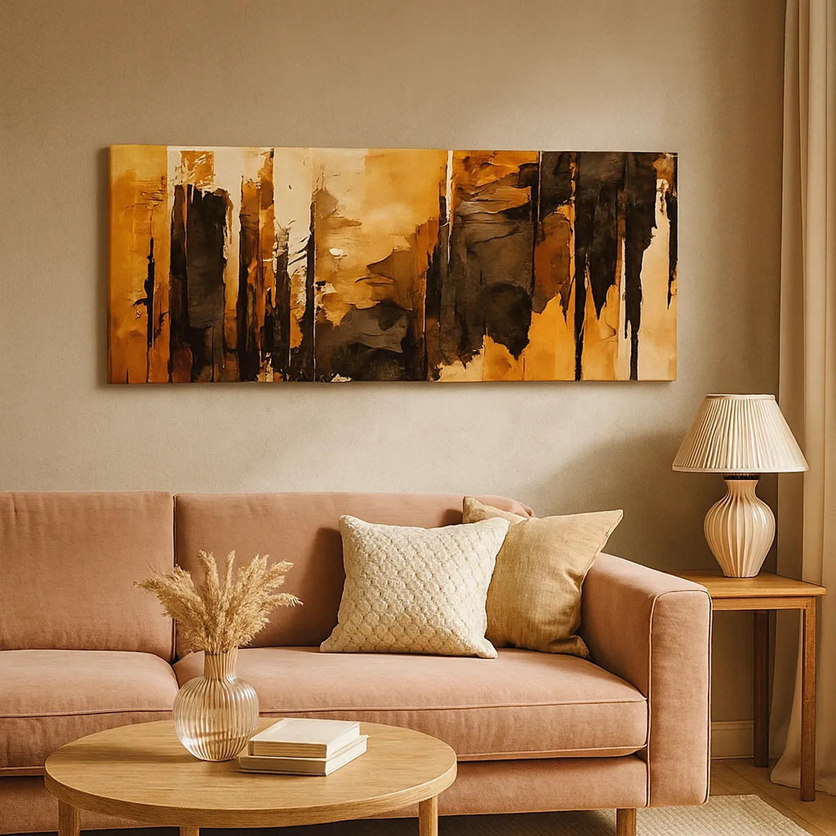 Lærredstryk - Billede på lærred - Harmoni af sort og guld - 30x30 cm