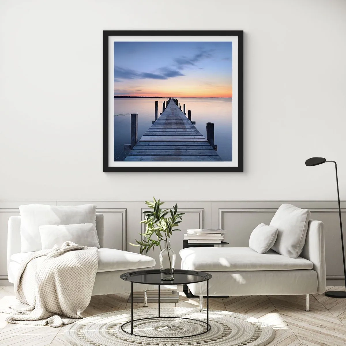 Plakat i sort ramme - Den rolige skumringstid - 30x30 cm