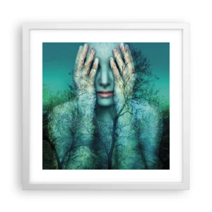 Plakat i hvid ramme - Nedsænket i blåt - 40x40 cm
