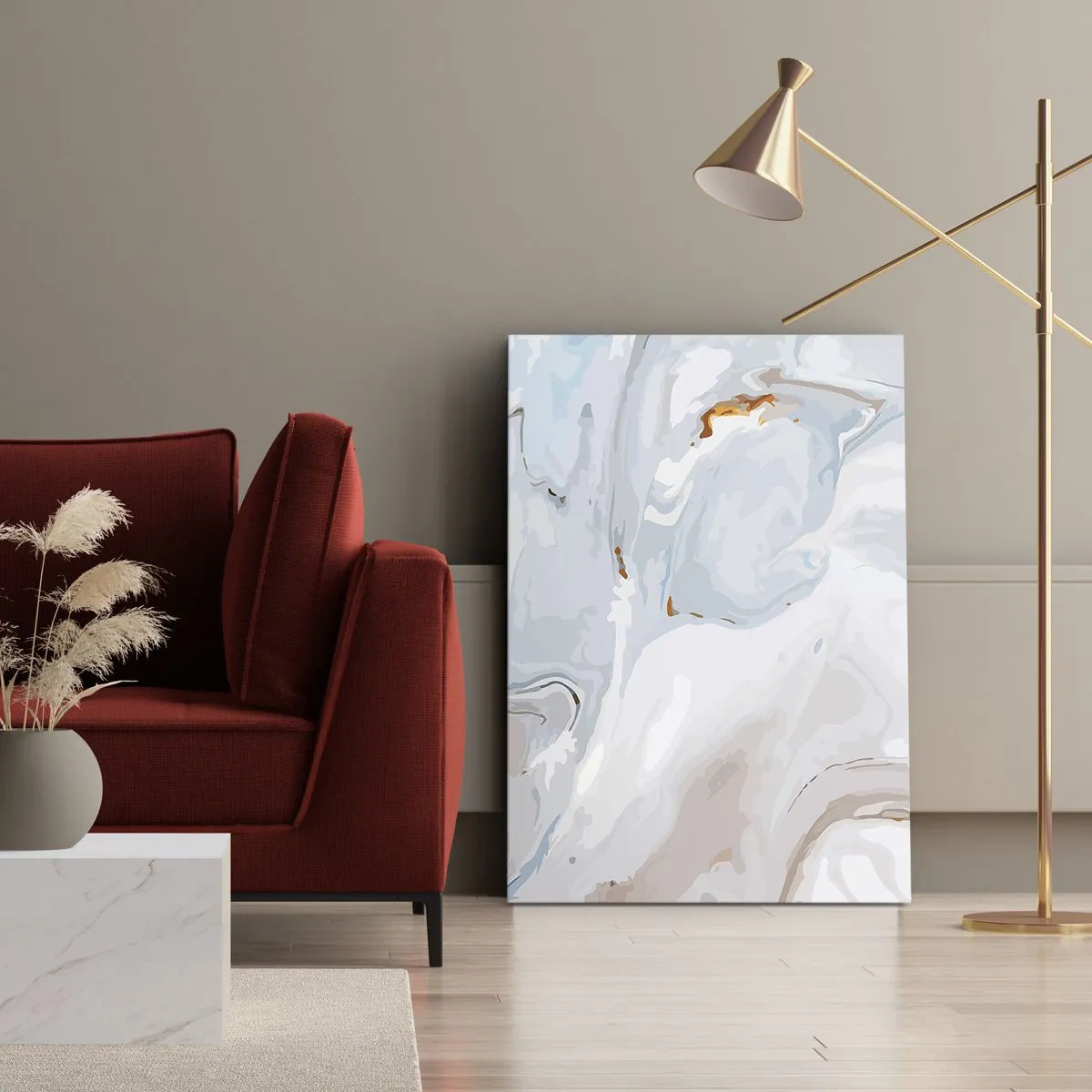 Lærredstryk - Billede på lærred - Hvid opløftet - 50x70 cm