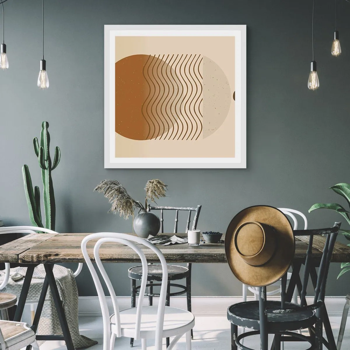 Plakat i hvid ramme - Om geometriske figurers oprindelse - 50x50 cm