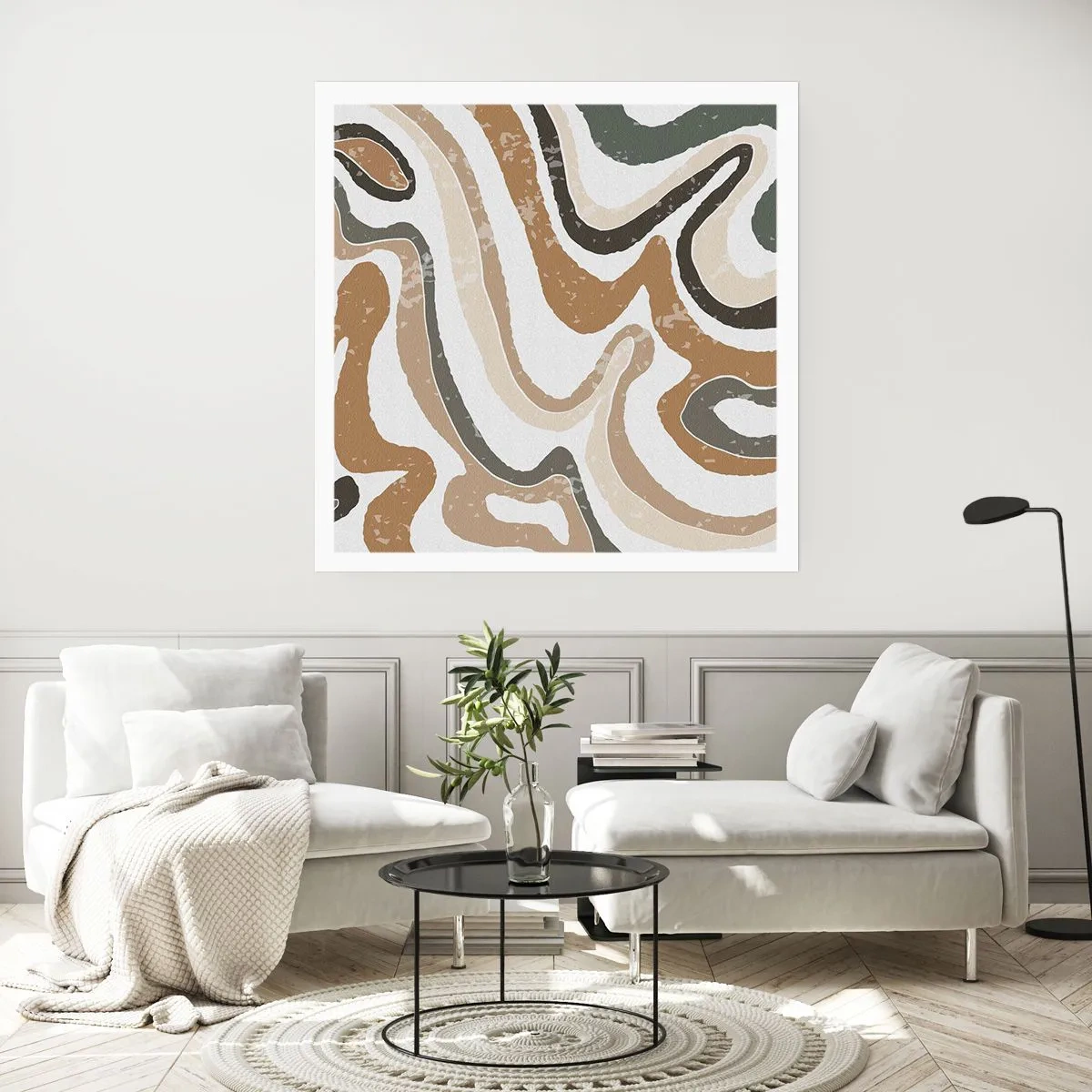 Plakat - Slyngninger af jordfarver - 60x60 cm