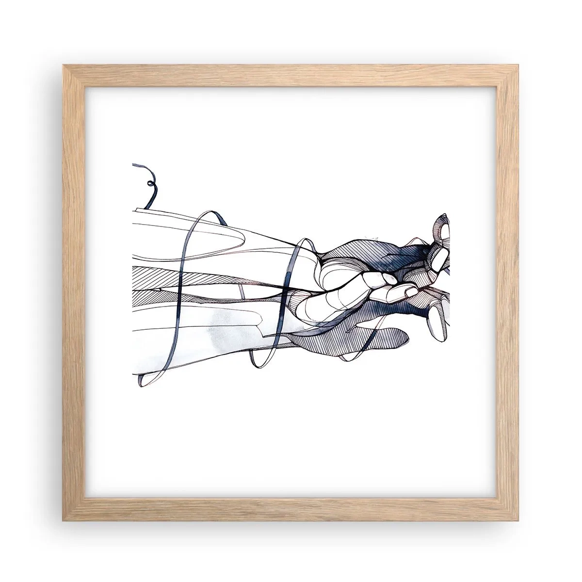 Plakat i ramme af lyst egetræ - En undersøgelse af berøring - 30x30 cm