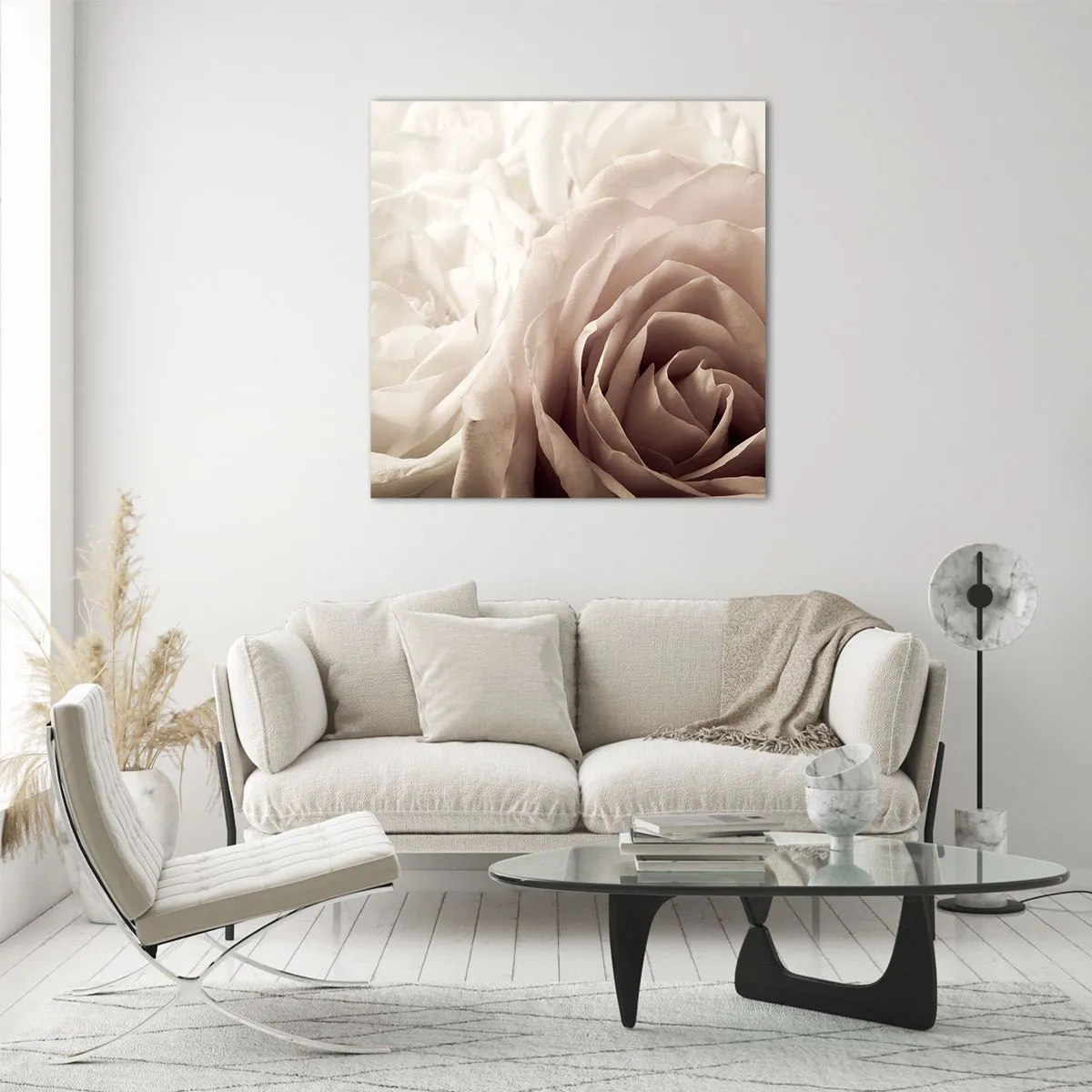 Billede på glas - I rosens hjerte - 60x60 cm