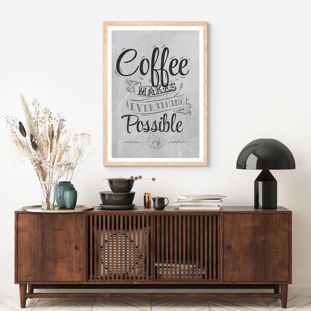 Plakat i ramme af lyst egetræ - Hvordan man ikke elsker kaffe - 40x50 cm