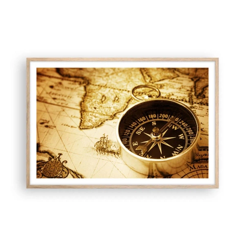 Plakat i ramme af lyst egetræ - Øst eller vest? - 91x61 cm
